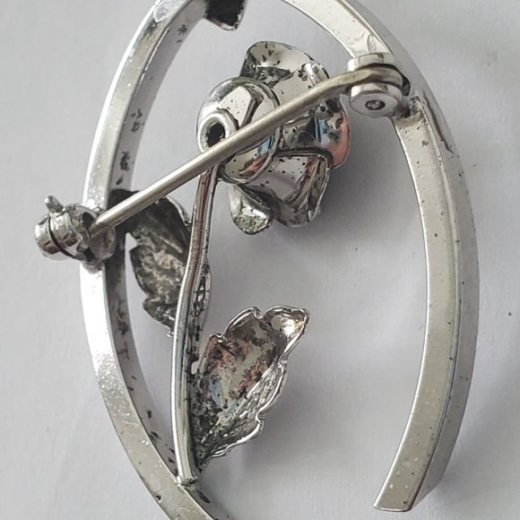 Vintage Bond Boyd Sterling Silver Rose Wishbone Silver Brooch / Pin - Picture 8 of 11